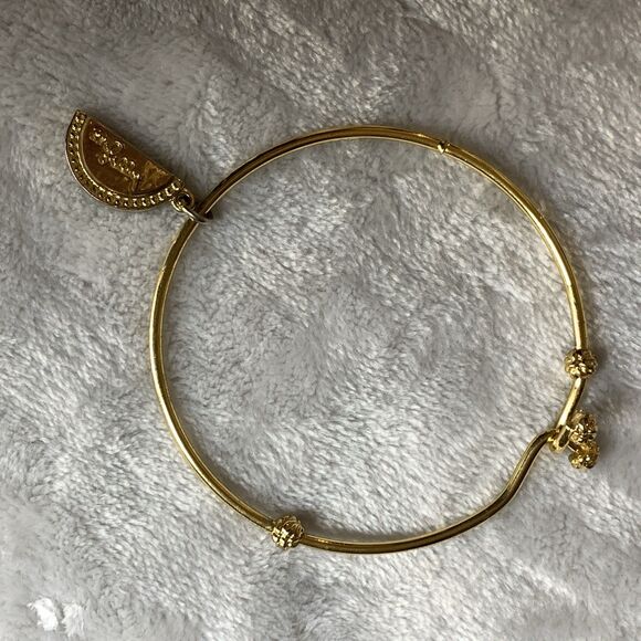 Lilly Pulitzer Bundle of 3 Bangle Charm Gold Tone Bracelets Elephant Shell Fruit - Picture 9 of 12